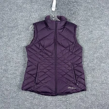 Eddie Bauer Vest Womens Medium Purple Quilted Down Insulated Lightweight Zip