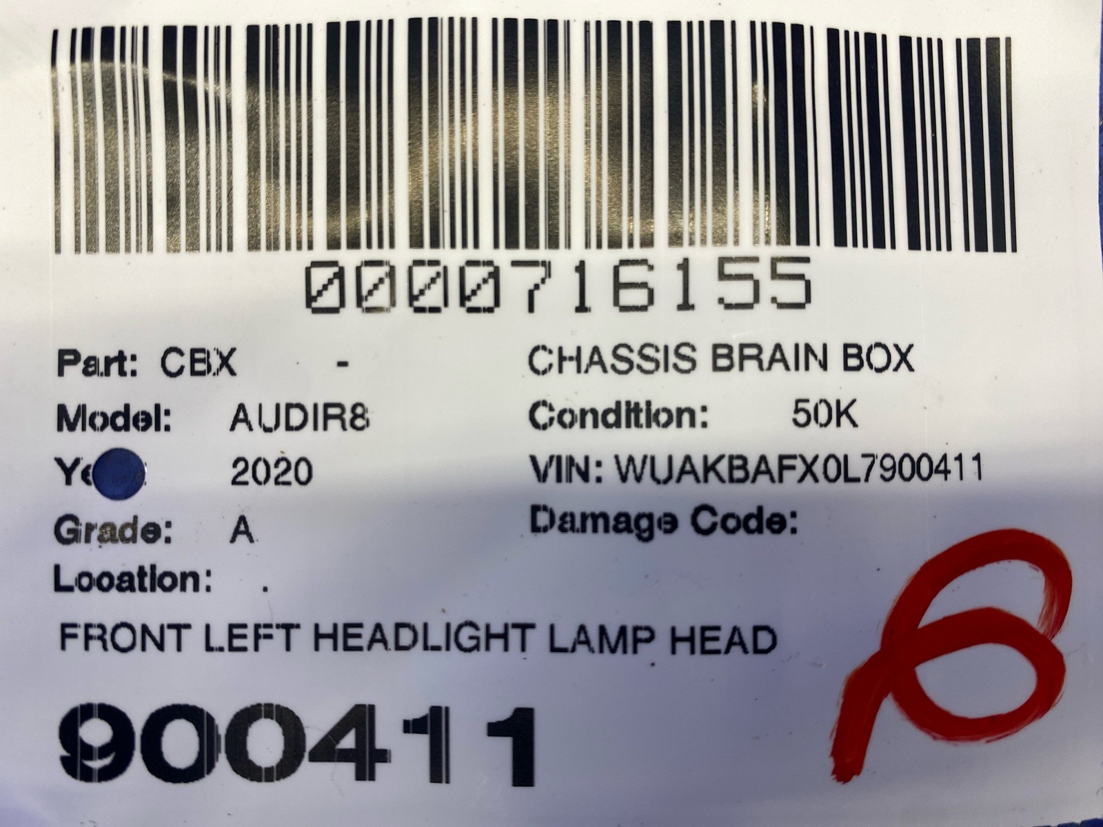 2020 AUDI R8 FRONT LEFT HEADLIGHT LAMP HEAD LIGHT CONTROL MODULE SET 4G0907397T