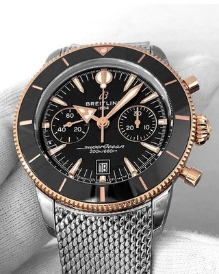 New Breitling SuperOcean Heritage B01 42 Black Dial SS Mens Watch UB0156H11B1A1