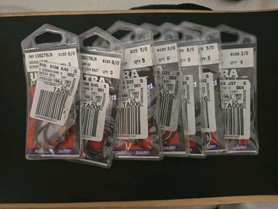 Mustad Ultra Point  Hoodlum Strong Live Bait Hook 8/0 5/0 2/0 Brand New Lot Of 7