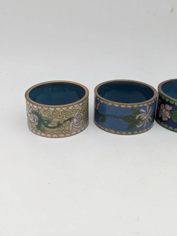Série de 4 Ronds de Serviette, Email Cloisonné - Photo 2/4
