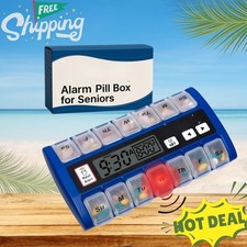 Digital Pill Box with Alarms Monthly Pill Organizer Flashing Light Beeping Medic