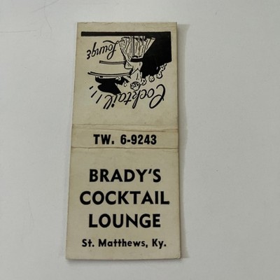 Brady's Cocktail Lounge St Matthews KY Vintage Matchbook Cover SMM14-8