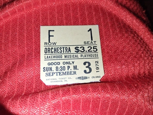 1972 Ticket Stub To Broadway Musical COMPANY At The Lakewood Park Playhouse,PA.