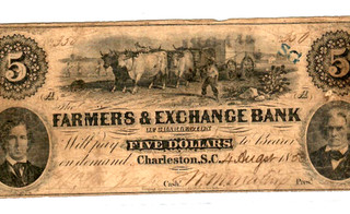 $5 "FARMERS & EXCHANGE" (RARE) 1800'S "SOUTH CAROLINA" $5 "FARMERS & EXCHANGE"