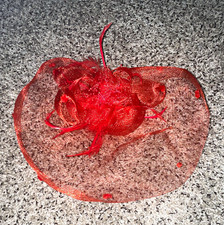 Red Mesh Flower Fascinator Headpiece with Hair Clip - Women One Size
