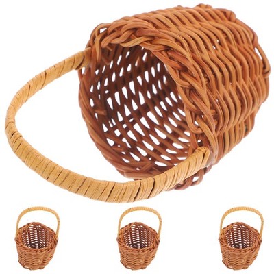  4PCS Miniaturkorb gewebter Korb tragbarer Mini gewebtes Lagerkorb Foto