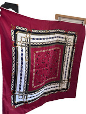 Silk Scarf Made In Italy Horse Equestrian square maroon