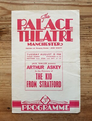 Arthur Askey Palace Theatre Manchester 1948 Vintage Theatre Programme