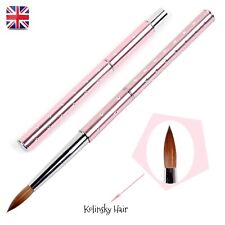 ACRYLIC NAIL BRUSH Kolinsky Sable Hair LIQUID POWDER 8 Crystal Pink Metal Handle