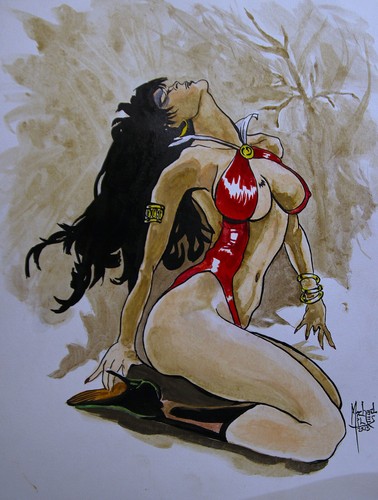 Vampirella Classic - Original Comic Art painting Vampirella theme 15x11""