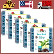 5Pack Burpee SuperSeed 36 Cell Seed Starting Tray with Reusable Silicone Cells,