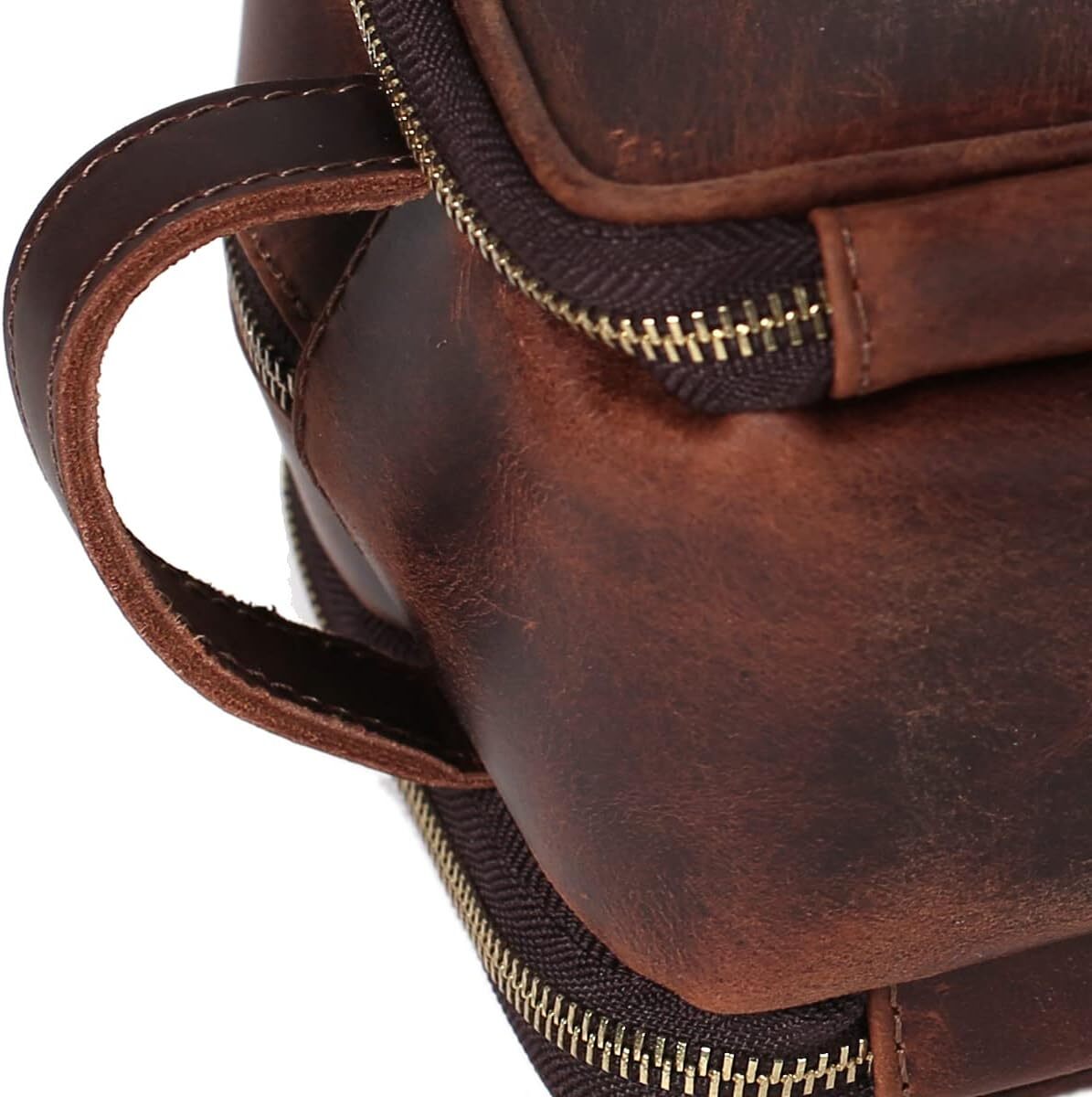 RC ROCKCOW Personalized Leather Toiletry Large, Coffee(full grain leather) 