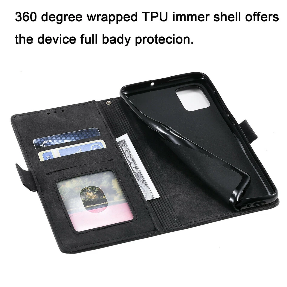 Кожаный бумажник откидной чехол для Samsung Galaxy S24 Ultra S23 S22 Plus S21 Note 20 - Изображение 3 из 4