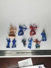 Vintage Lot of 9 Plastic Toy Indians And Army Figurines