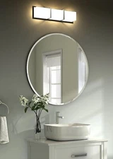 KOHROS Round Beveled Polished Frameless Wall Mirror Bathroom, Vanity, Bedroom