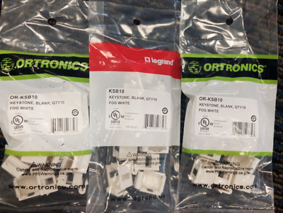 Ortronics OR-KSB10 Blank Keystone, Fog White (3 Packs of 10)