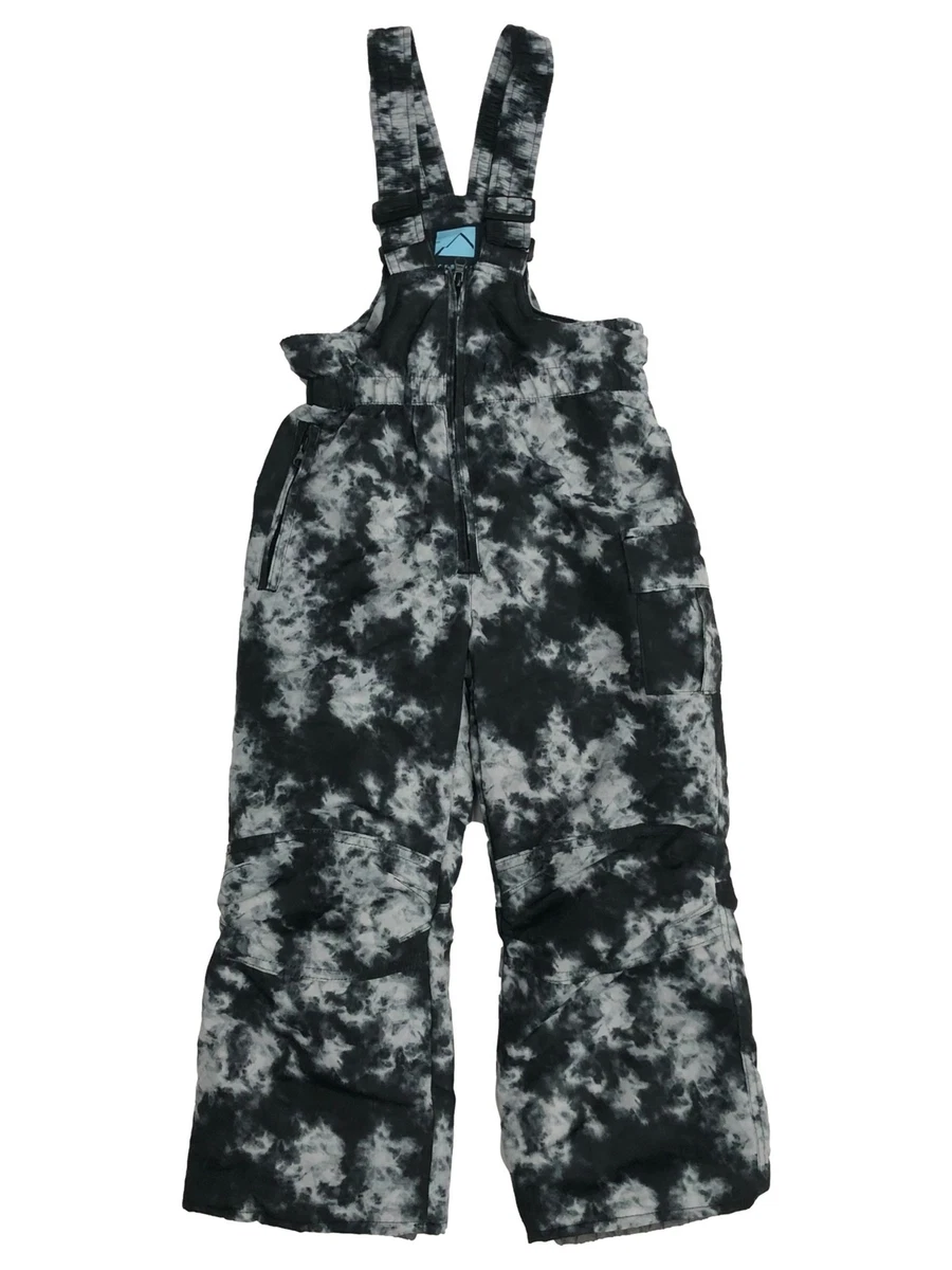 Iceburg Boys Black Gray Tie Dye Snow Bibs Ski Snowboard Pants Medium 6