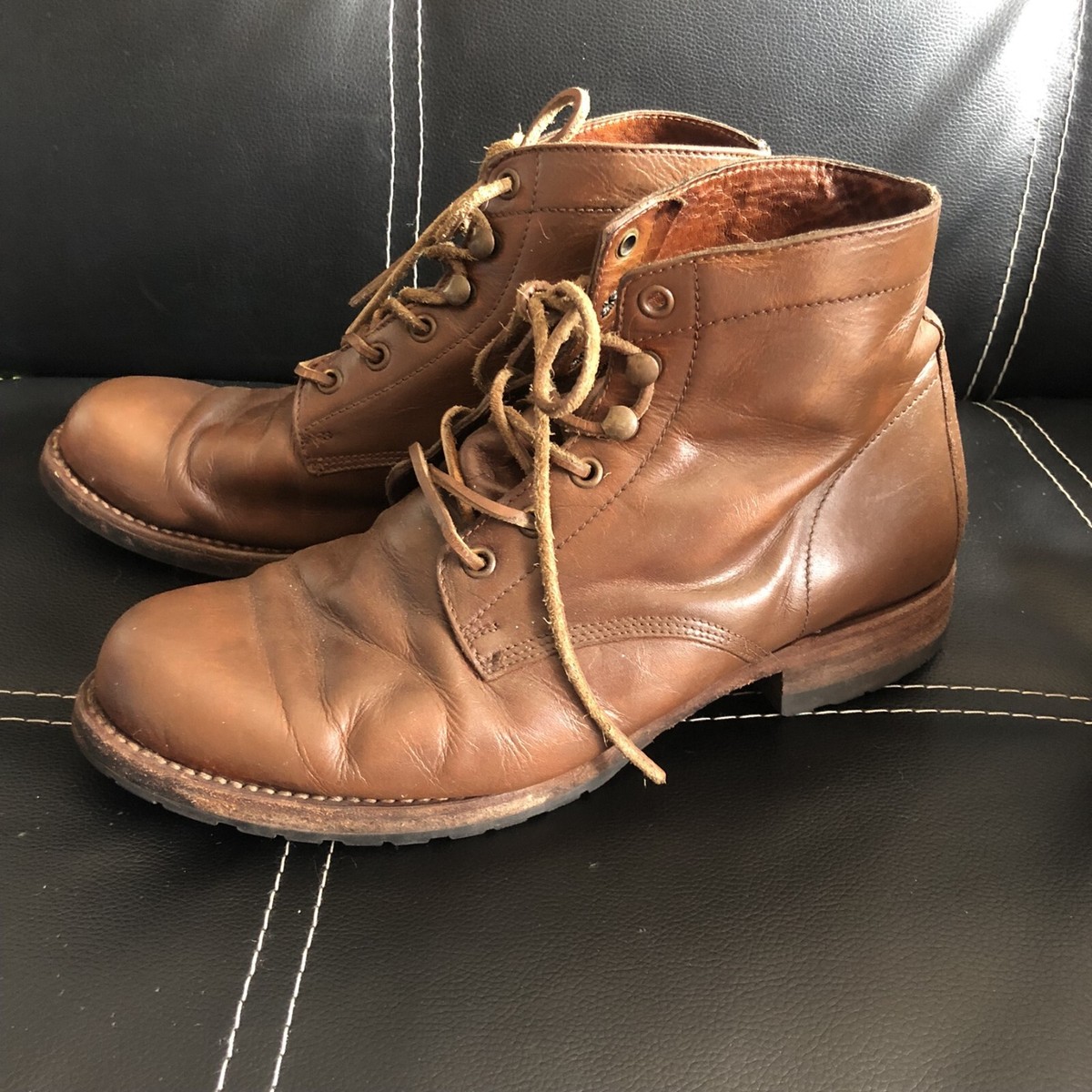 brown lace up boots size EU 43 1910s Everyday Lace-up Boots - Cognac Brown - Ruth – memery main image 4