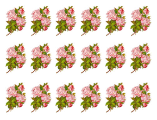 AUTOCOLLANTS VINTAGE Fleurs Roses - Décalques Aquarelle Pour Fond Clair - Modèle FL485
