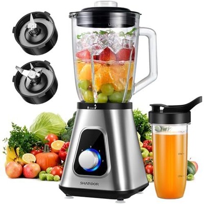 SHARDOR 1200W Blender for Shakes and Smoothies, 52 Oz Countertop Silver 
