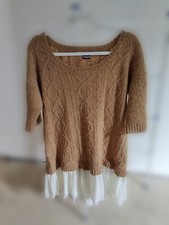 Cottagecore - Uniqlo Warm Knitted Wool Dress with Chiffon Edging - Medium 