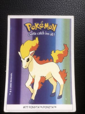 POKEMON dunkin boomer trading card sticker 2000 Carte # 77 PONYTA PONITA..