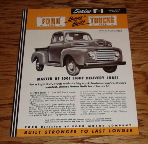 1949 Ford Truck F-1 Series Sales Brochure 49 Pickup - Picture 1 of 2