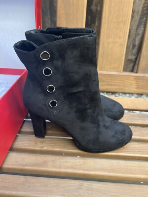 Impo Womens OLIVIANNA Black Suede Heeled Ankle Boots Size