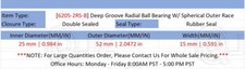  Qty.5 6205-2RS-B Bearing W/ Spherical Outer Race 25mm ID x 52mm OD x 15mm W 