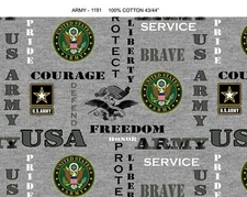 United States Military US Army Cotton Fabric with Heather Ground-By the Yard