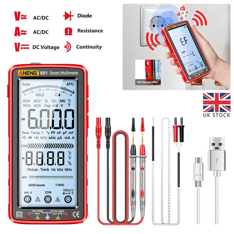 Smart LCD Digital Multimeter 6000 Counts AC/DC Voltage Tester Resistance Meter