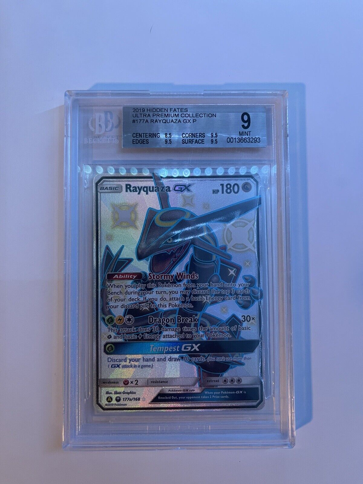 Pokémon TCG Rayquaza GX Celestial Storm 177a/168 Holo Promo BGS 9 Graded