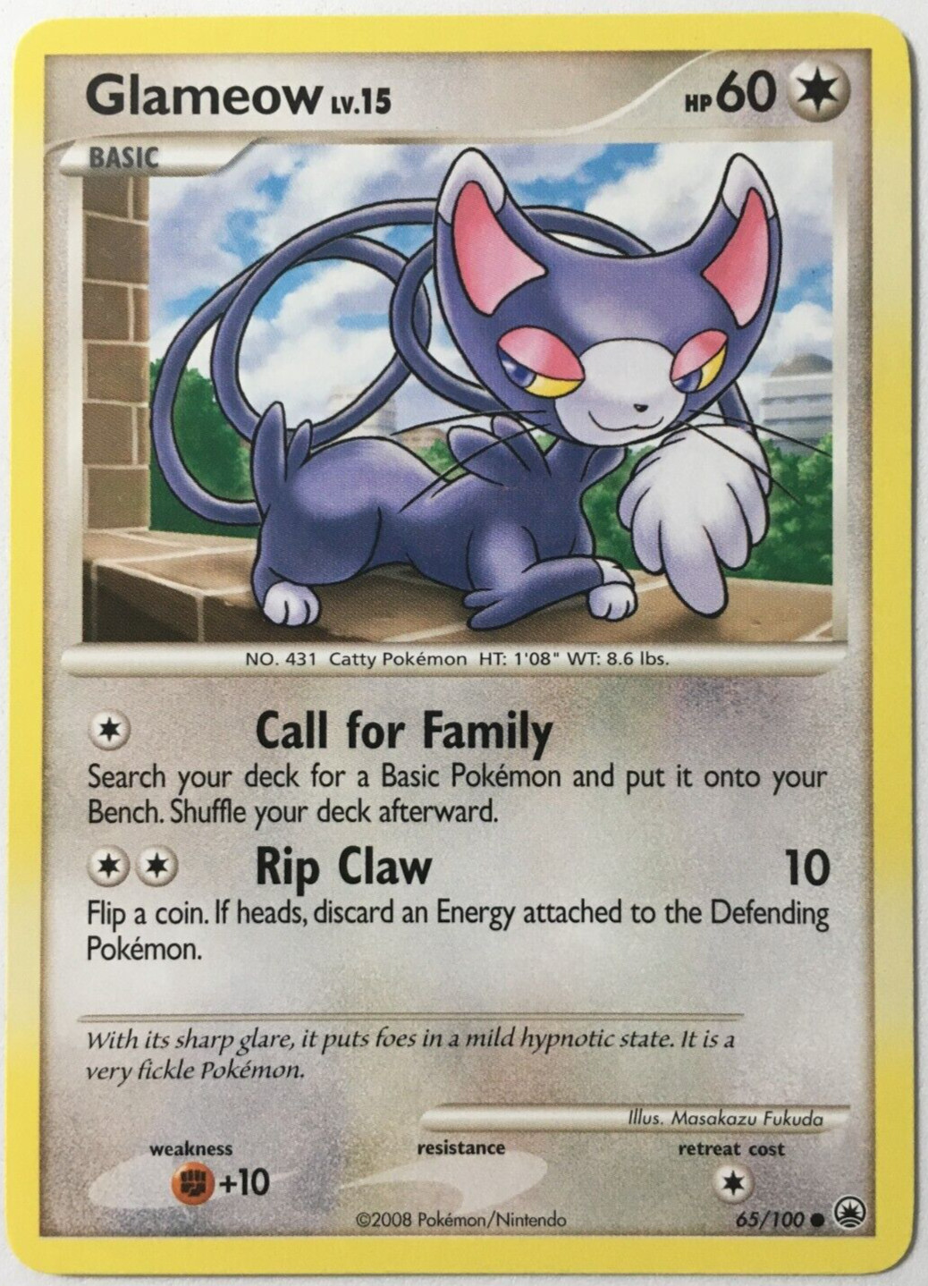 POKEMON GLAMEOW LV.15 65/100 MAJESTIC DAWN COMMON NEAR MINT