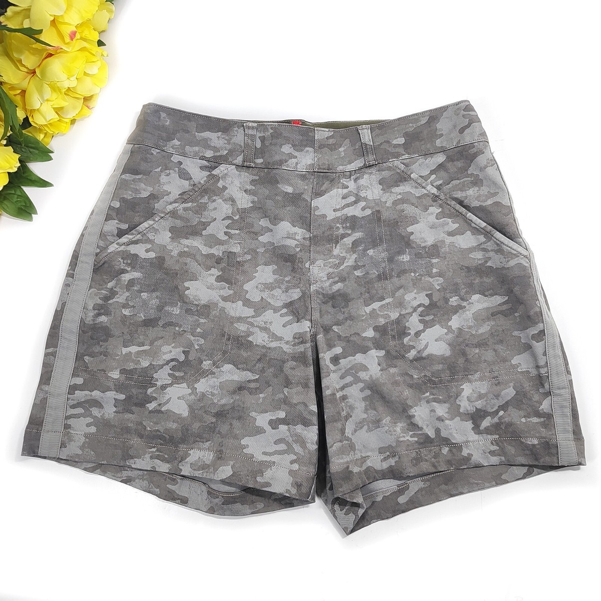 SPANX Gray Camo Shorts Pull On Stretch Tummy Control Twill Sports