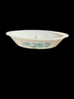 Vtg Glasbake Blue Thistle Flower Milk Glass Oval Divided Dish Made In USA