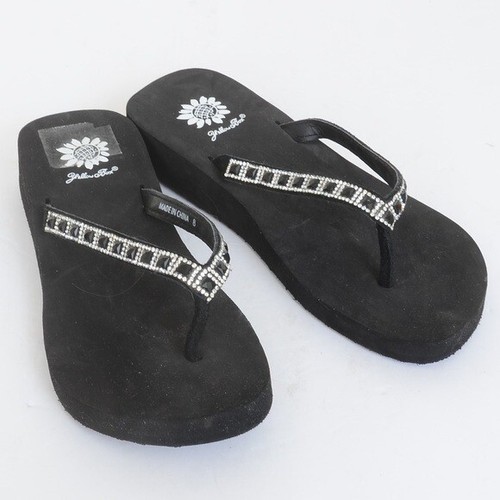 yellow box sparkle flip flops