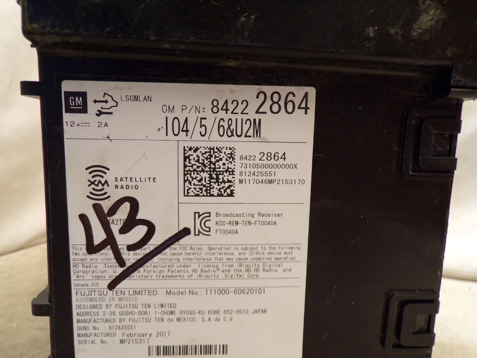 2017 17 Chevrolet Suburban 1500 Radio Receiver 84222864 B43 - Image 2 of 3