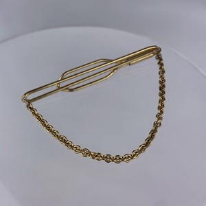 Authentic Retro Open Body Tie Bar Tie Clip Gold Plated Cable Chain Simple Formal Vintage