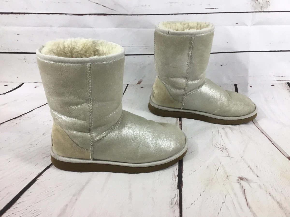 UGG UGGS Boots Sparkle METALLIC WHITE CREAM 1002065 GLITTER Size 7