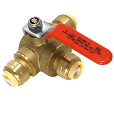XFITTING 1 Pc. 1/2" Push Fit Ball Valve 3 Way, 1/2" Push to Connect 3 Way Valve