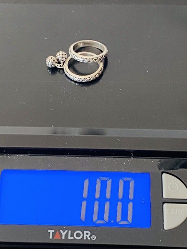 Juego de anillos colgantes ornamentados con cuentas de bola de desplazamiento BALI SUARTI de plata esterlina talla 9 - Imagen 15 de 15