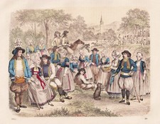 Course De Chevaux Bretagne France Lithographie 1862