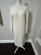 A New Day Womens Sweater Dress Wool Blend Beige Ribbed Knit S A030725 NWT