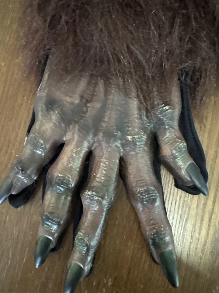 FUN WORLD DIV. Guantes de piel de látex para adultos de Halloween para hombre lobo marrón DE COLECCIÓN #5813 Foto 3 de 4