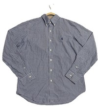 Ralph Lauren Polo Men  s Long Sleeve Gingham Button Down Shirt Medium Blue Check