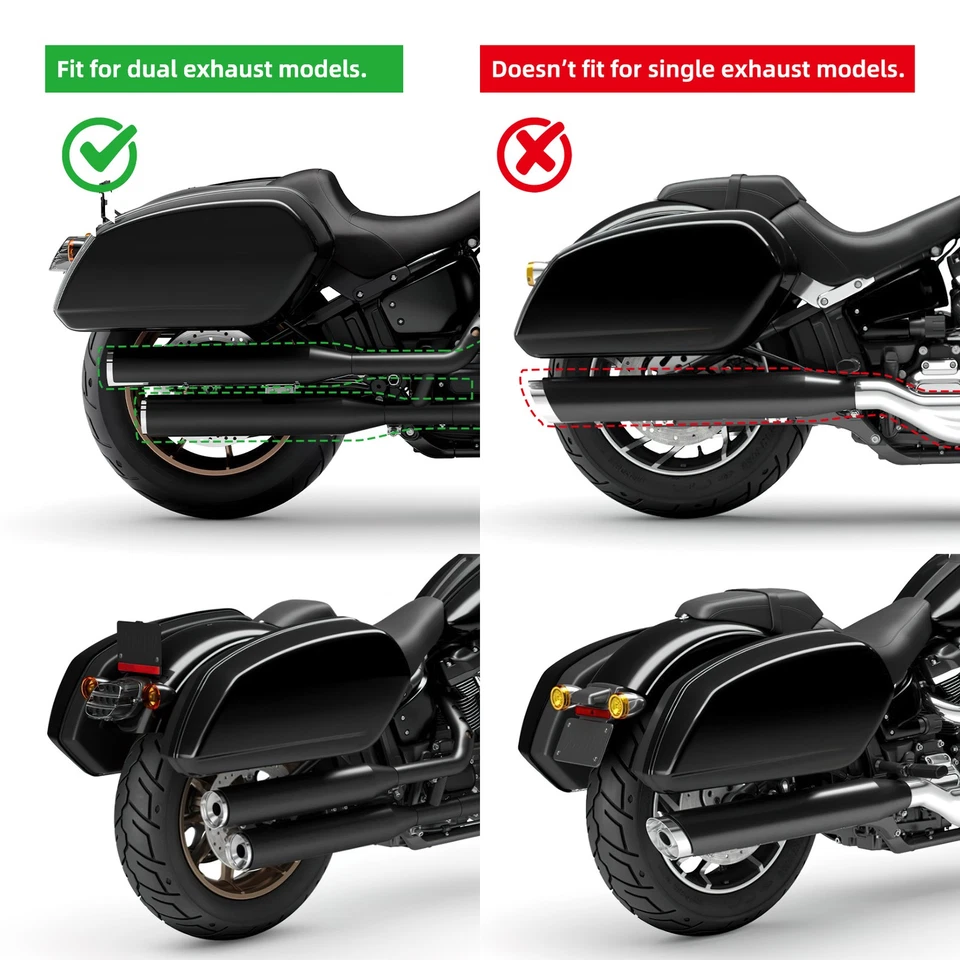 Alforja rígida negra viva apta para Harley Softail Standard Street Bob 2018-2025 Foto 3 de 4