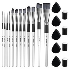 Nicpro 12pcs Face Paint Brushes Set with 9 Small, Medium, Large, Silver