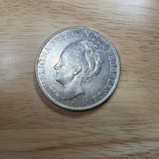 Netherlands 1 Gulden 1938 2 1/2 72% Silver Coin