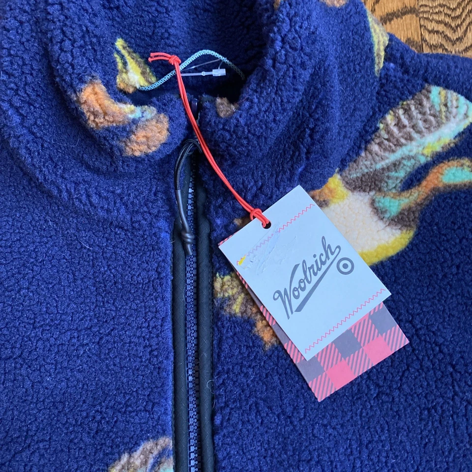 Colete de lã unissex Woolrich X Target estampa de pato GRANDE RARO NOVO COM ETIQUETAS masculino/feminino - Imagem 3 de 4